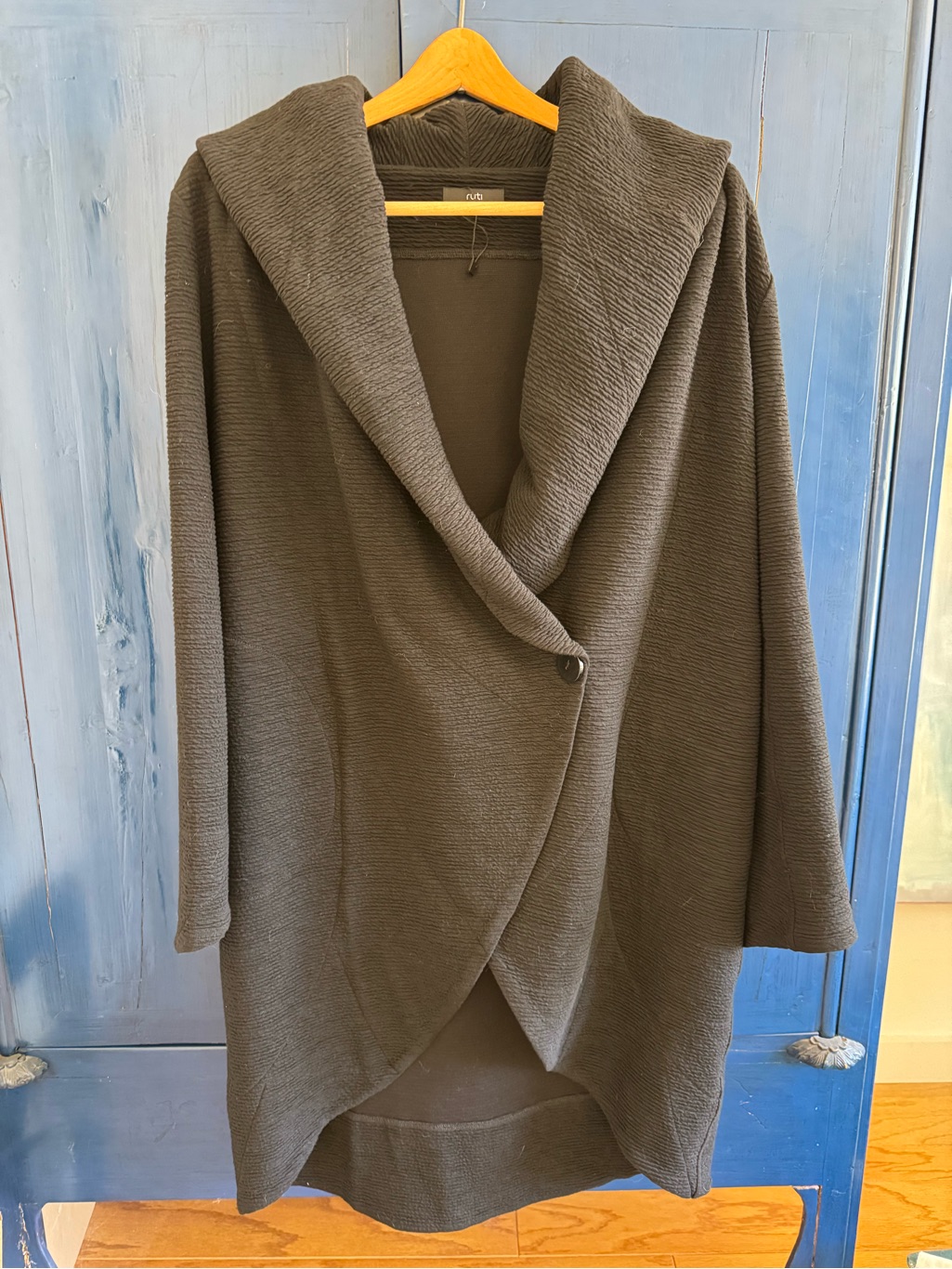 Oversized, Minimalist, Shawl Collar Coat In Black